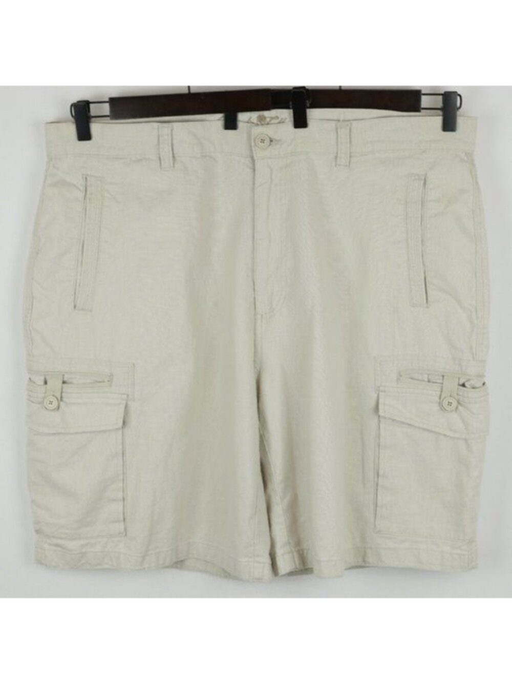 Paradise Collection Men's Size 42 Cream Linen Blend Breathable Cargo Shorts